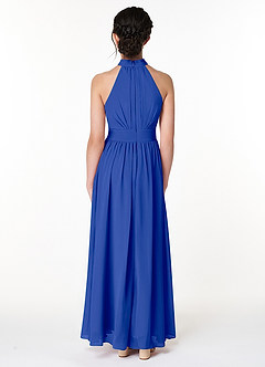 Azazie Iman Junior A-Linie Plissee Chiffon Kleid Königsblau image2