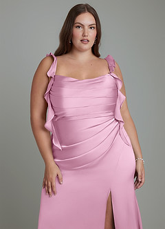 Azazie Jessamine Brautjungfernkleider Etui Korsett Stretch-Satin Kleid Bonbonrosa image10
