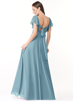 Azazie Syenna Bridesmaid Dresses Moody Blue A-Line Ruched Chiffon Dress image2