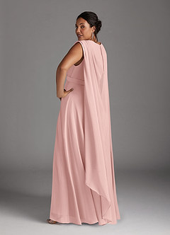 Azazie Isa Mère de la mariée Robes Robe Trapèze en Mousseline de soie Col V plissé Rose Poudré image12