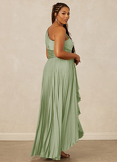 Christian Siriano Bridal for Azazie 1008 Bridesmaid Dresses Dusty Sage A-Line One Shoulder Stretch Satin Dress image13