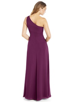 Azazie Dallas Bridesmaid Dresses Raspberry A-Line One Shoulder Chiffon Dress image7