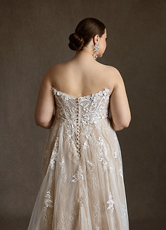 Azazie Florentina Robes à essayer chez vous Robe Trapèze en Tulle Paillettes en forme de cœur Diamant Nude image19
