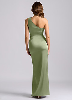 Azazie Akilah Brautjungfernkleider Meerjungfrau-Linie One-Shoulder Stretch-Satin Kleid Pistazie image2