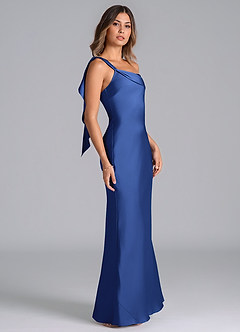 Azazie Driea Brudtärnklänningar Klä av Sjöjungfru i Stretch Satin Ena axeln Kungsblå image4