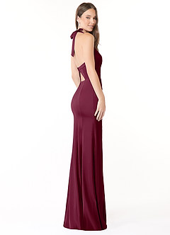 Azazie Emeria Bridesmaid Dresses Mulberry Mermaid Pleated Stretch Satin Dress image5