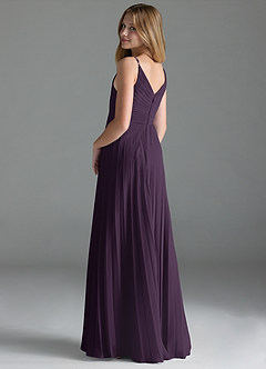 Azazie Raychelle Junior Plum A-Line Pleated Chiffon Dress image5
