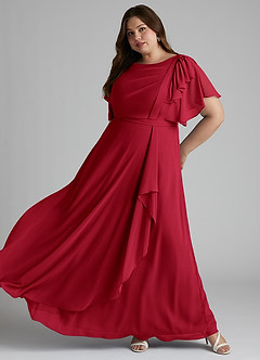 Azazie Aaliyah Modest Bridesmaid Dresses A-Line Scoop Pleated Chiffon Floor-Length Dress image8