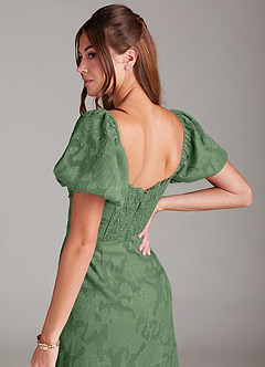 Azazie Evalina Bridesmaid Dresses Eucalyptus Sheath Floral Burnout Dress image5
