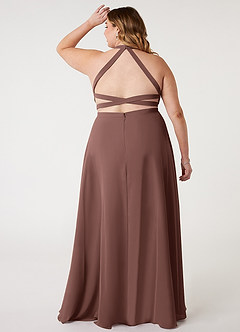Azazie Clarice Bridesmaid Dresses Espresso A-Line Halter Chiffon Dress image9