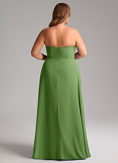 Azazie Wren Robes de demoiselle d'honneur Robe Trapèze Convertible en Mousseline de soie Fente Latérale Basilic image14