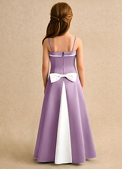 Azazie Izel Girls Formal Flower Girl Dresses Ivory Wisteria A-Line Pleated Matte Satin Dress image4