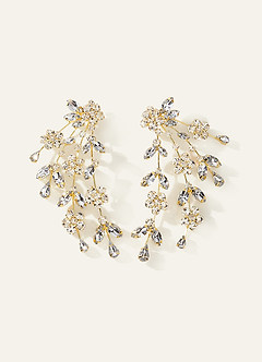 front Pendientes llamativos de flores y hojas de cristal