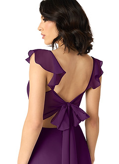 Azazie Everett Brautjungfernkleider A-Linie V-Hals Gerüscht Chiffon Kleid Traube image5
