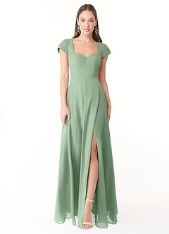 Azazie Hainsly Jurken voor bruidsmeisjes Jurk van Chiffon met A-Lijn Sweetheart Halslijn Matcha image1