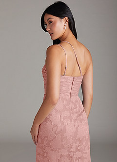 Azazie Eren Brautjungfernkleider Etui One-Shoulder Blumen-Burnout Kleid Rosettenrosa image6