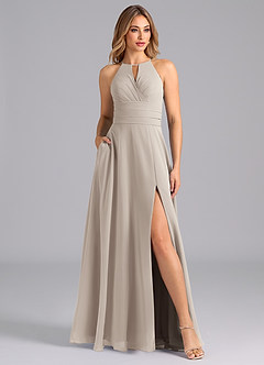 Azazie Denver Bridesmaid Dresses Frost A-Line Pleated Chiffon Dress image1
