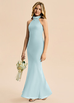 Azazie Velli Junior Vestido Névoa de Chiffon de sereia com Pescoço alto image4