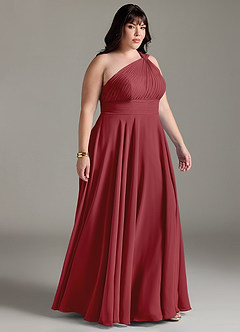 Azazie Charlize Bridesmaid Dresses Pomegranate A-Line One Shoulder Chiffon Dress image10
