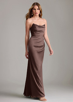Azazie Lucille Bridesmaid Dresses Ganache Mermaid Strapless Stretch Satin Convertible Dress image4