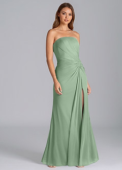 Azazie Mariya Jurken voor bruidsmeisjes Jurk van Mesh met Zeemeermin Strapless Matcha image4