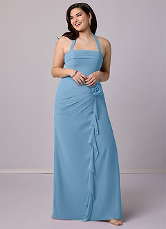 Barbie ♥ Azazie Bridesmaid Dresses Steel Blue Sheath Strapless Chiffon Convertible Dress image11