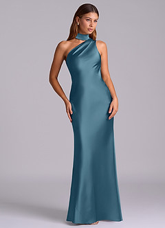 Azazie Seona Abiti da Damigella Abito Sirena in Raso Elasticizzato Monospalla Bermuda image7