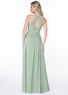Azazie Jaclyn Brautjungfernkleider A-Linie Plissee Chiffon Kleid Agave image2