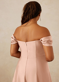 Christian Siriano Bridal for Azazie 1002 Bridesmaid Dresses Rose Gold A-Line Off the Shoulder Stretch Satin Convertible Dress image14