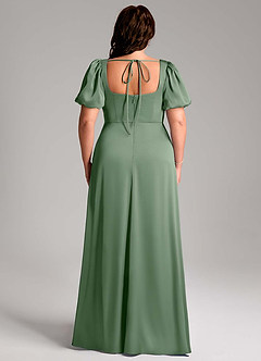 Azazie Fyona Bridesmaid Dresses Matcha A-Line Pleated Stretch Satin Dress image9