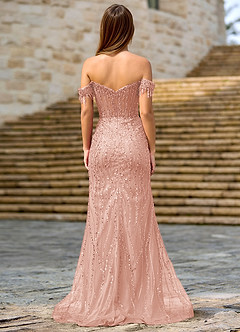 Zinanam Rose Poudré Robe de bal trapèze à fleurs 3D image6