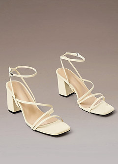 front Ankle Strap Block Heel Sandals