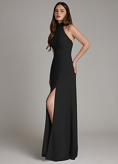 Azazie Myra Brudtärnklänningar Klä av A-Linje i Chiffong Hög hals Svart image5