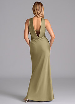Azazie Lusinda Bridesmaid Dresses Moss Green Mermaid Strapless Stretch Satin Dress image7
