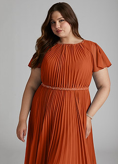 Azazie Kara Modest Bridesmaid Dresses A-Line Pleated Chiffon Floor-Length Dress image6