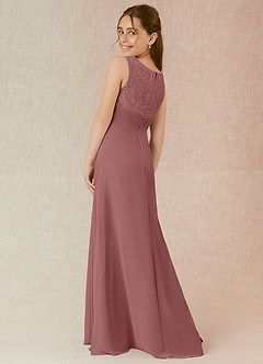 Azazie Snow Junior Jurk van Chiffon met A-Lijn Kant Woestijnroos image2