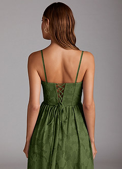 Delphina Olive Lace-up Back Midi Dress image5