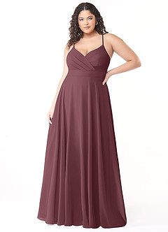 Azazie Avelina Bridesmaid Dresses Sangria A-Line V-Neck Pleated Chiffon Dress image6