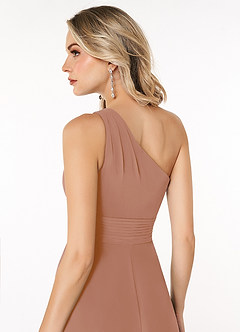 Azazie Dallas Bridesmaid Dresses Champagne Rose A-Line One Shoulder Chiffon Dress image5