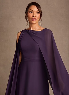 Azazie Liddie Mère de la mariée Robes Robe Trapèze en Mousseline de soie Plissé Prune image5