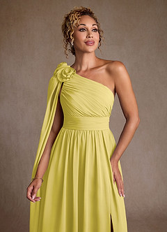 Azazie Lancaster Mère de la mariée Robes Robe Trapèze en Mousseline de soie Une épaule Canari image6