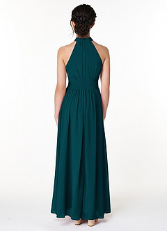 Azazie Iman Junior Pine A-Line Pleated Chiffon Dress image2