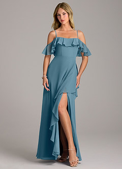 Azazie Aubrie Bridesmaid Dresses Bermuda A-Line Off the Shoulder Chiffon Dress image4
