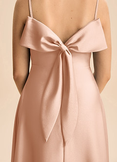 Azazie Isolde Junior Linia A Pofałdowany Satyna elastyczna Długość podłogi Młodsza druhna Sukienka image5