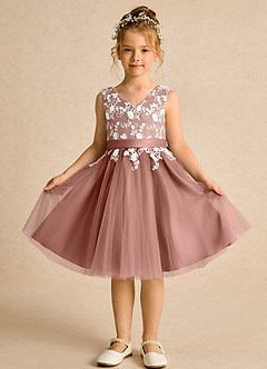 Azazie Butterfly Flower Girl Dresses Cedar Rose A-Line Lace Dress image2