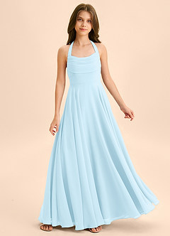 Azazie Kady Junior Sky Blue A-Line Sweetheart Neckline Chiffon Dress image1