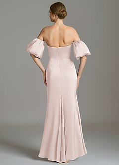 Azazie Kacey Bridesmaid Dresses Blushing Pink Mermaid Off the Shoulder Stretch Satin Dress image5