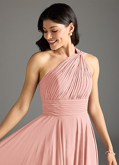 Azazie Charlize Jurken voor bruidsmeisjes Jurk van Chiffon met A-lijn One-shoulder Rozet image5