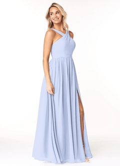 Azazie Elvira Bridesmaid Dresses Ice A-Line Pleated Chiffon Dress image4