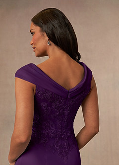 Azazie Calathea Mother of the Bride Dresses Grape A-Line Lace Dress image4
